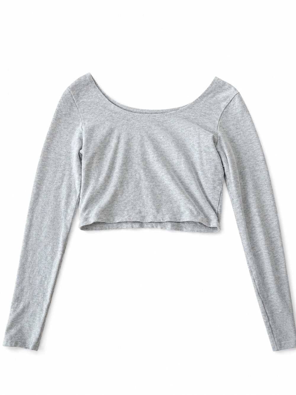 BRANDY Gray Long Sleeve Crop Top - Women's Casual Shirt